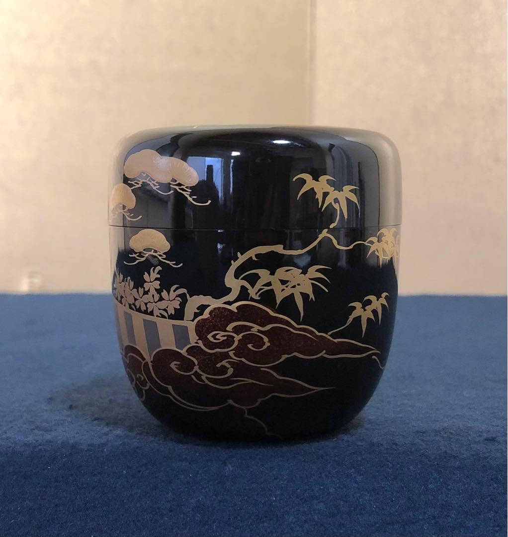 《R》茶道具 住吉蒔絵 中棗 光月造 木製漆器 共箱　260114き3