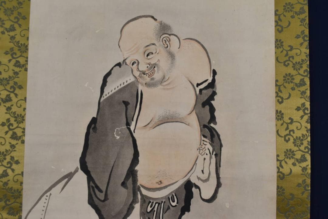 【真作】法橋琢眼/布袋図/掛軸☆宝船☆AB-485