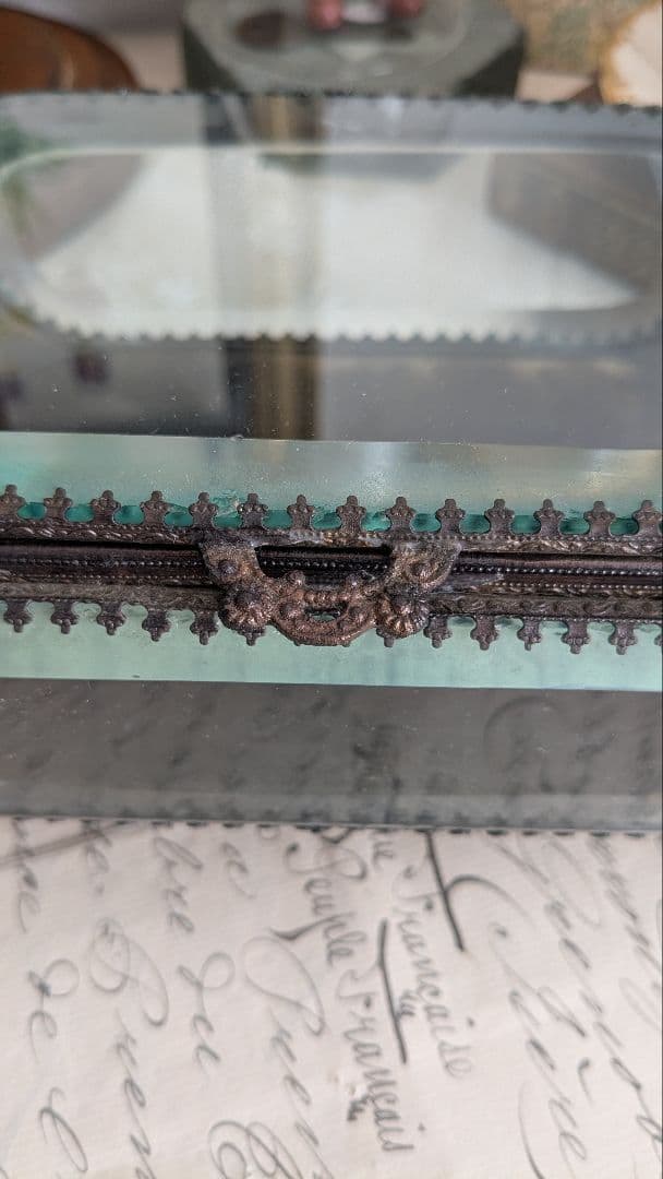 ガラス製装飾ジュエリーボックス ベベルガラス 宝石箱