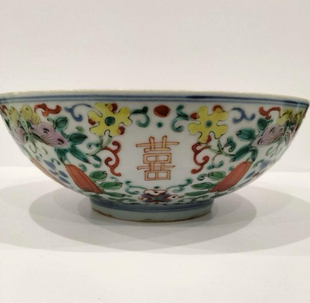 清時代 骨董品 粉彩 茶碗 南京色絵花卉文鉢唐物 古染付 煎茶碗