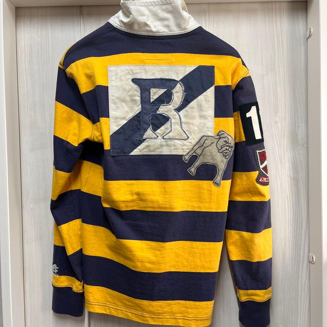 ラルフローレンラグビーオーダーカスタムラガーシャツ 黄と紺のストライプ