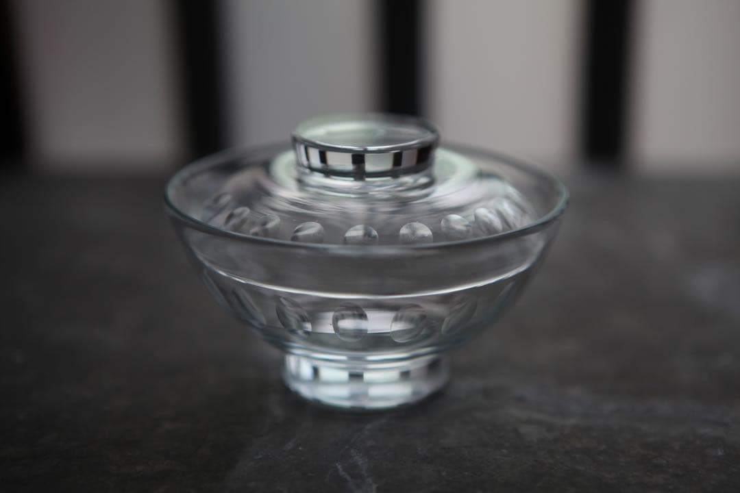 古道具　戦前　大正　昭和初期　蓋付ガラス碗　レア　B