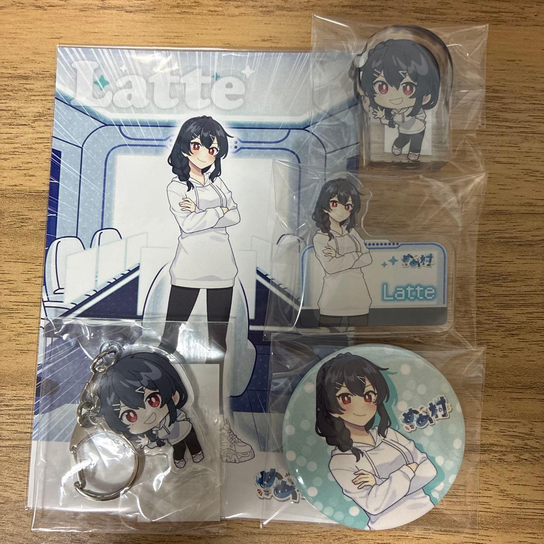 めめ村　Latte 缶バッジ　アクリルキーホルダー　ポップアップ　ラテ