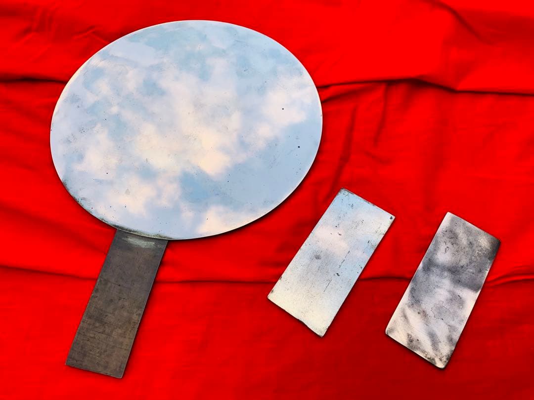 白銅 古鏡 天下一藤原 3枚SET 古手鏡 銅鏡 古和鏡 蔵出し 江戸時代 骨董