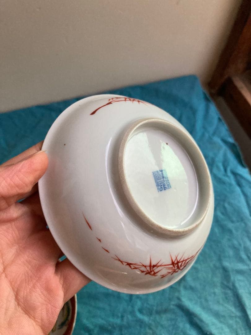 清朝　十錦手小皿　南京皿　二客