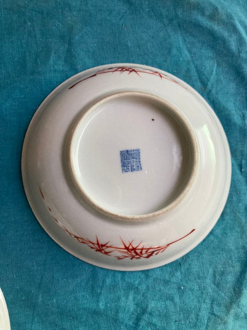 清朝　十錦手小皿　南京皿　二客