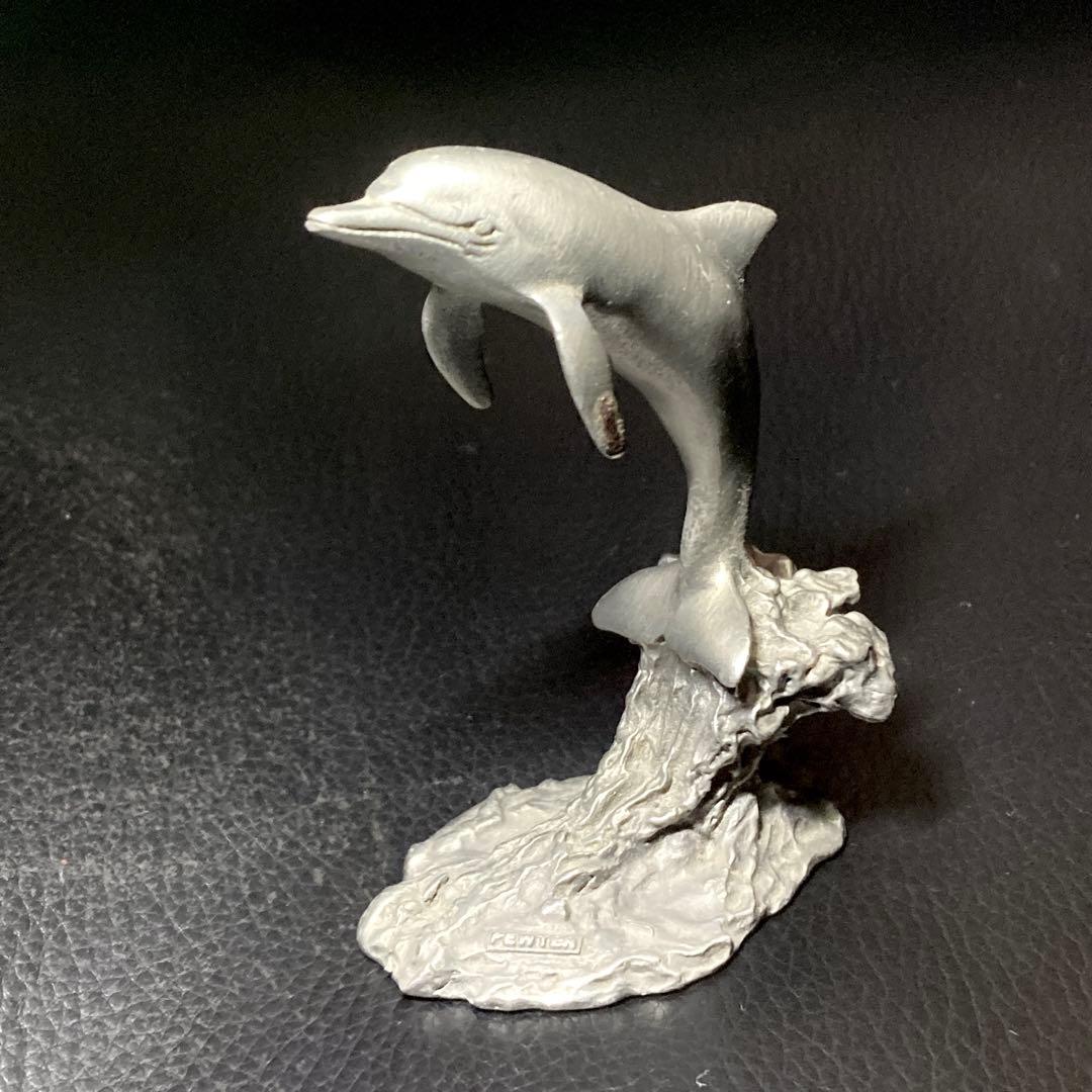 ビンテージピューター　イルカオブジェ　置物