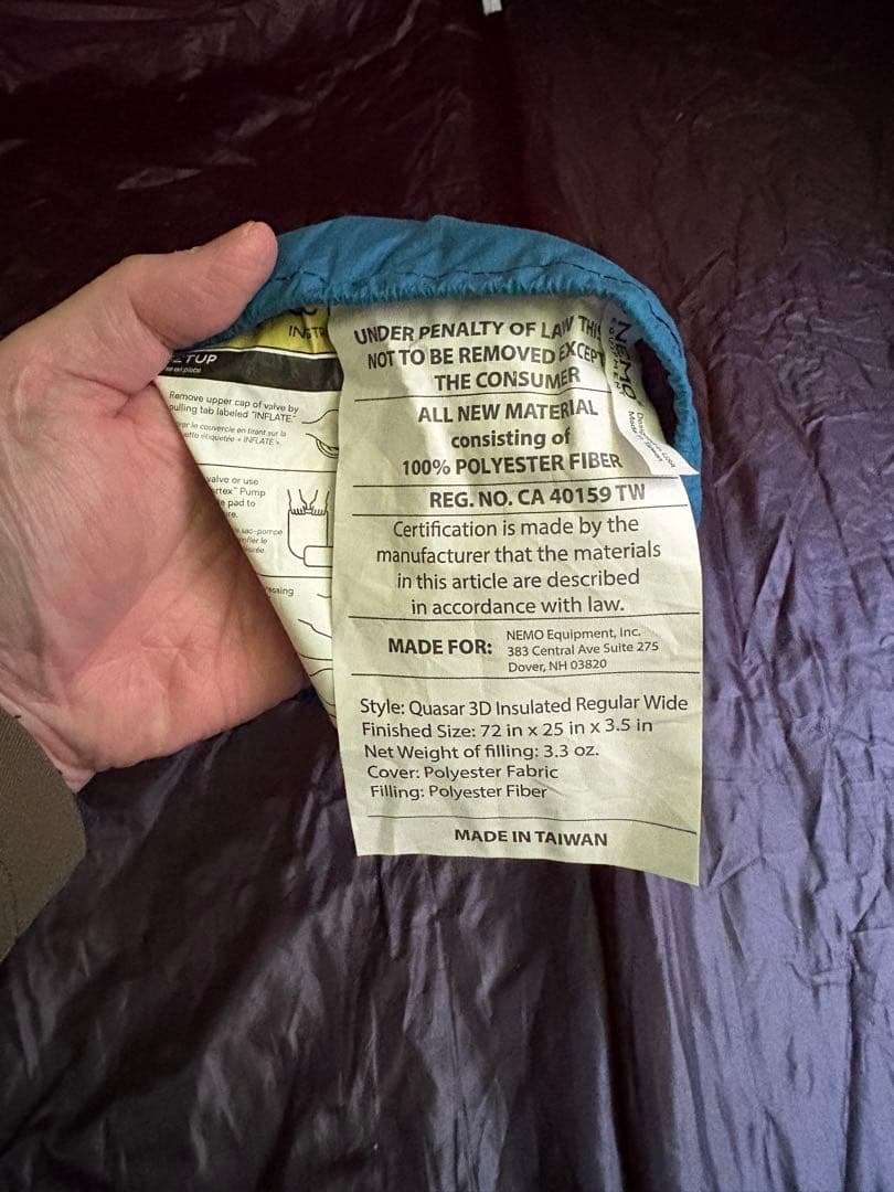 NEMO クウェーザー3Dインシュレーテッドマット