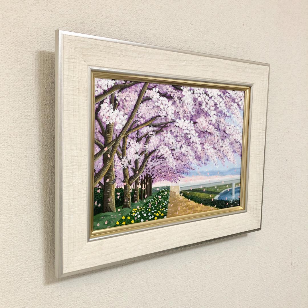 アクリル画　原画　「春爛漫03」額縁付　F4サイズ　キャンバス