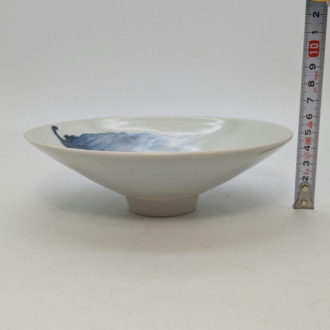 加藤巌 京焼 染付茶碗 共箱 木葉文 清水焼 抹茶碗 抹茶茶碗 茶道具 茶器