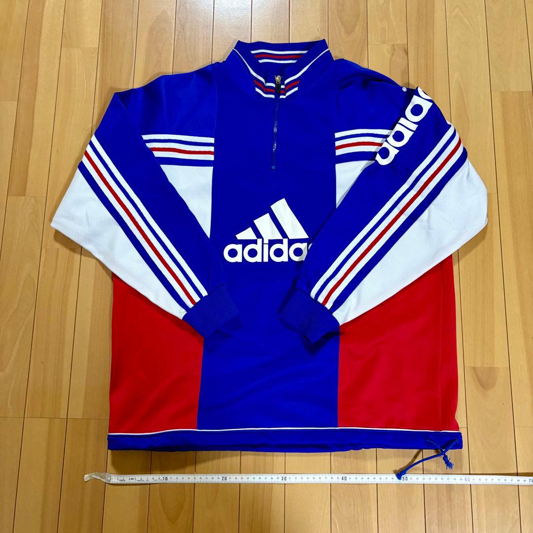 90's adidas ジャージ 青赤白トリコロールストライプ上下セット