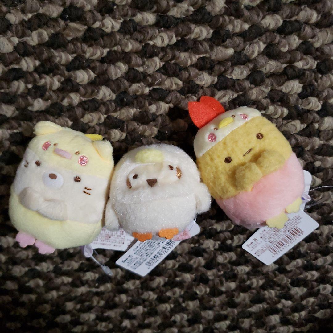すみっコぐらし　みんなでことりっコ　てのりぬいぐるみ３体セット　ねこ　えび
