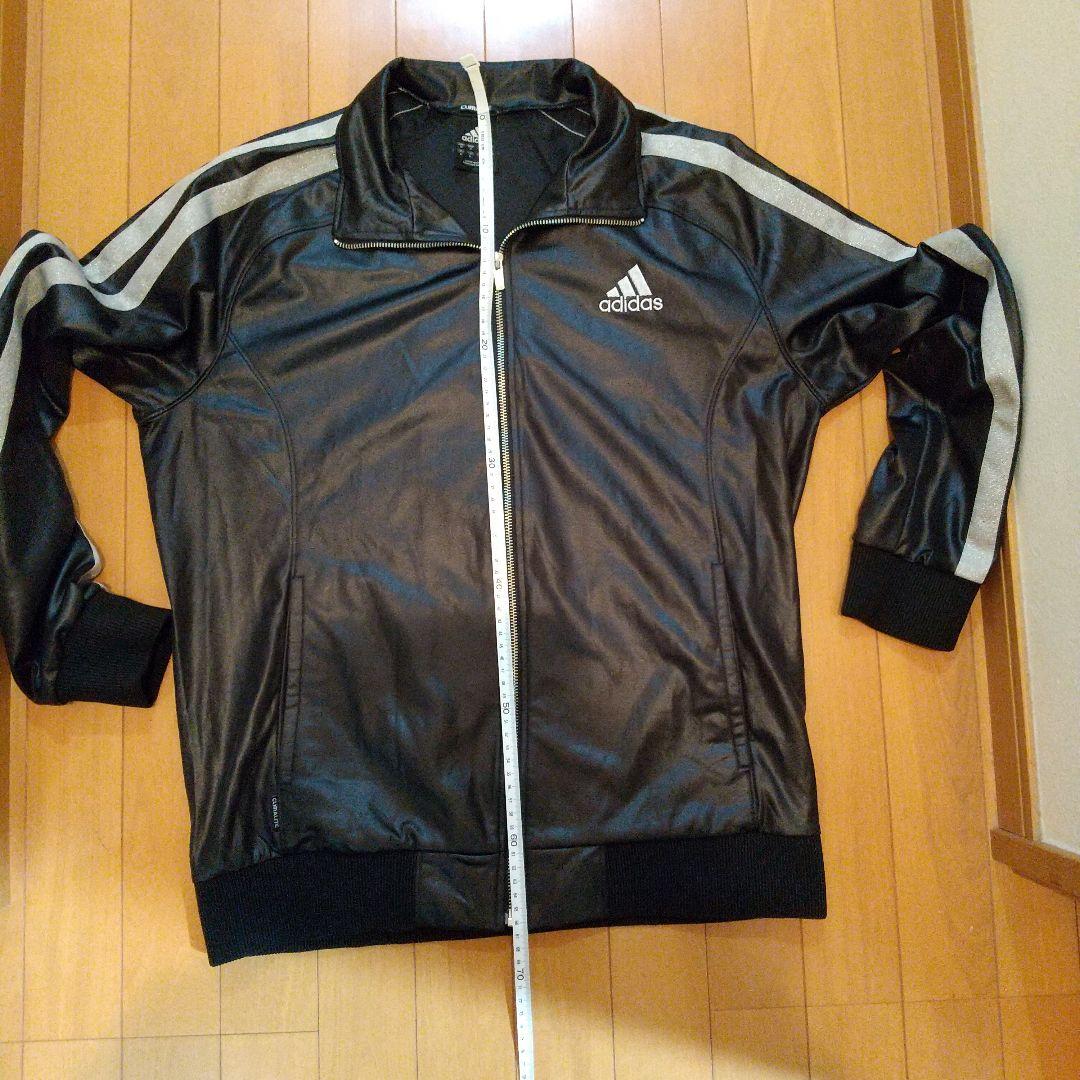 adidas ジャージ　上下セットアップ　黒白光沢　サイズO