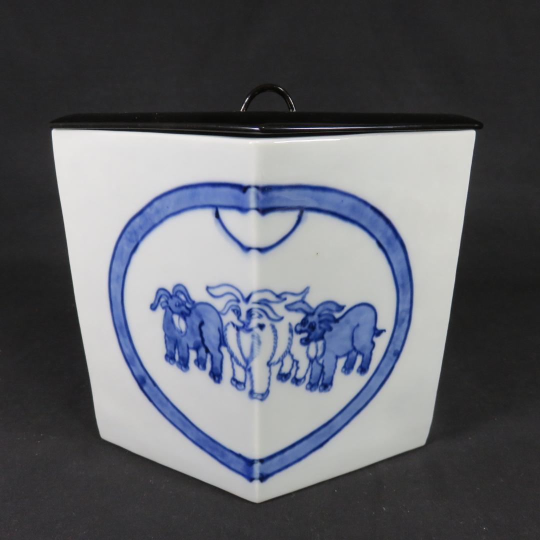 水指 角 ひし形 菱型 染付水指 道光年製 茶道具 茶の湯