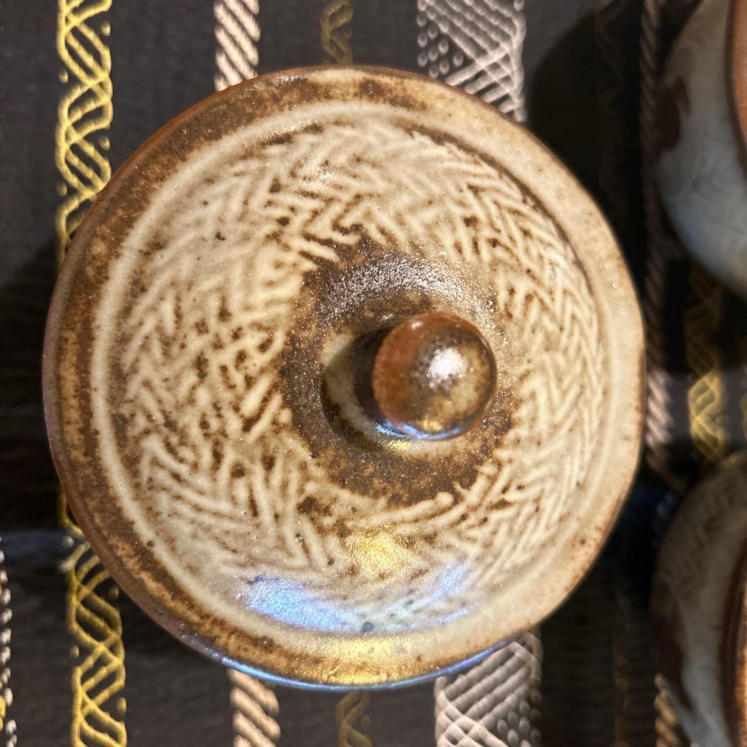 島岡達三　　地釉象嵌縄文汲出揃え