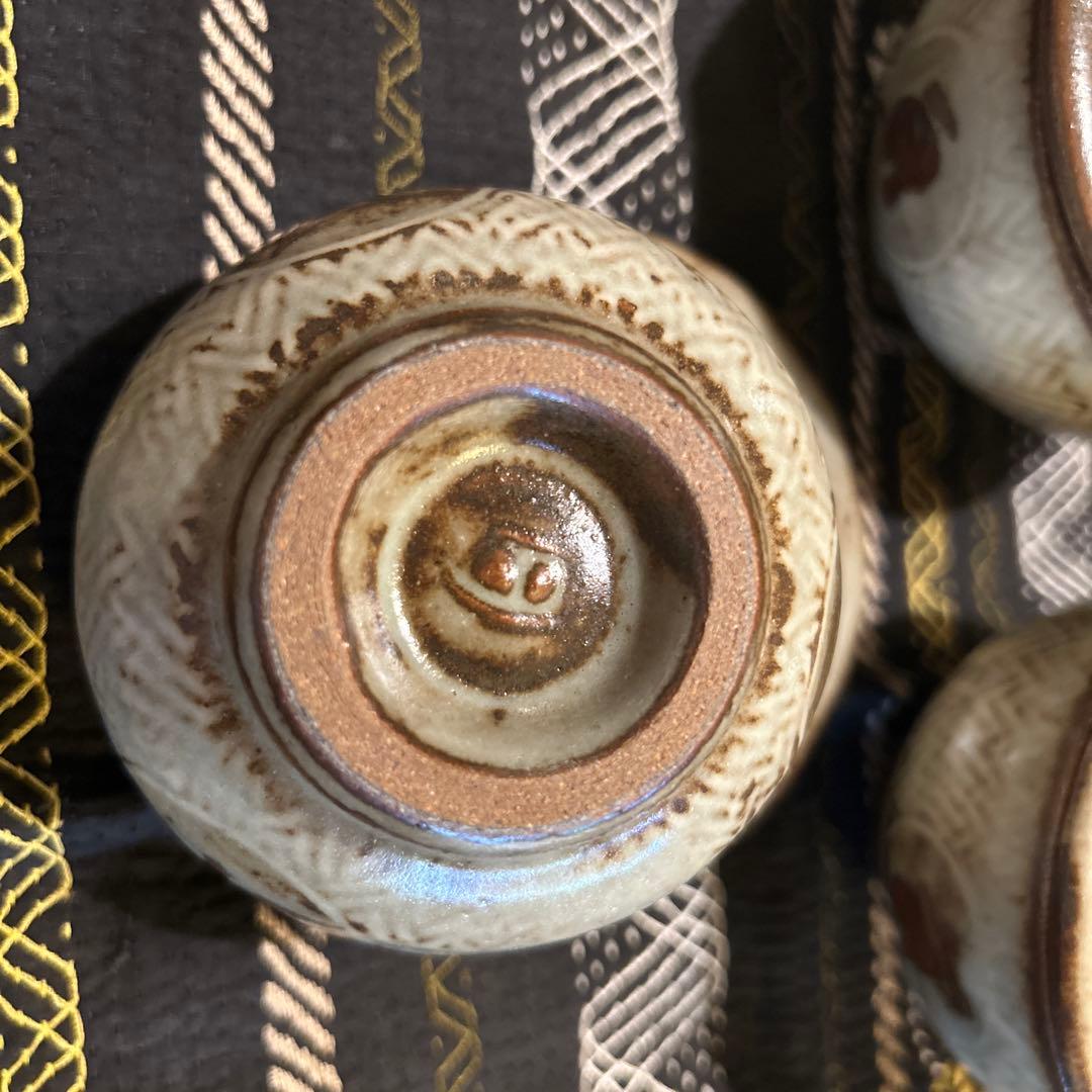 島岡達三　　地釉象嵌縄文汲出揃え