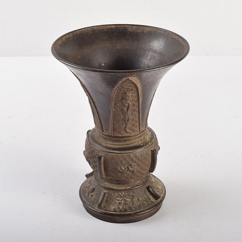 中国　古銅宣徳銅　神獣雷文瓢　M　R4924