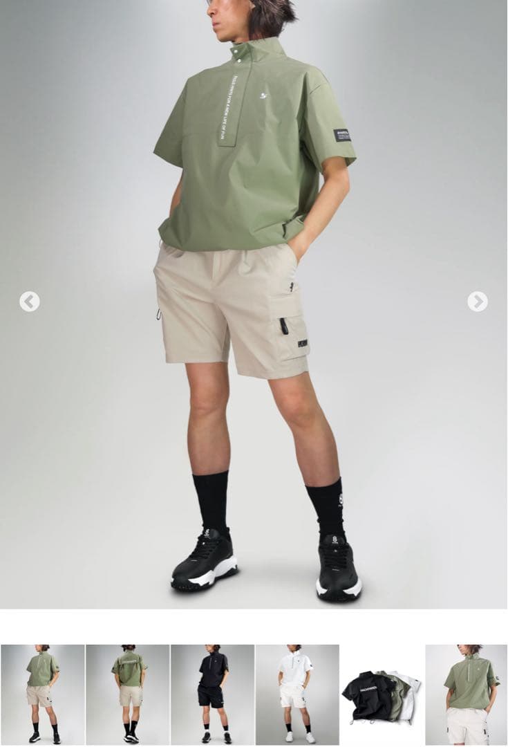 HACHYARDS オリーブ ハーフジップシャツ