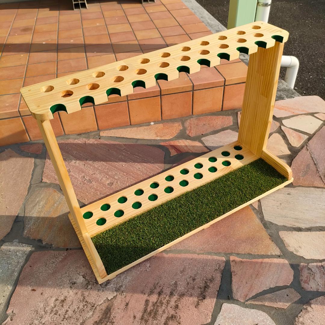 ゴルフクラブスタンド21＋11本【組立て完成品】塗装＆フェルト付【みつろう仕上】