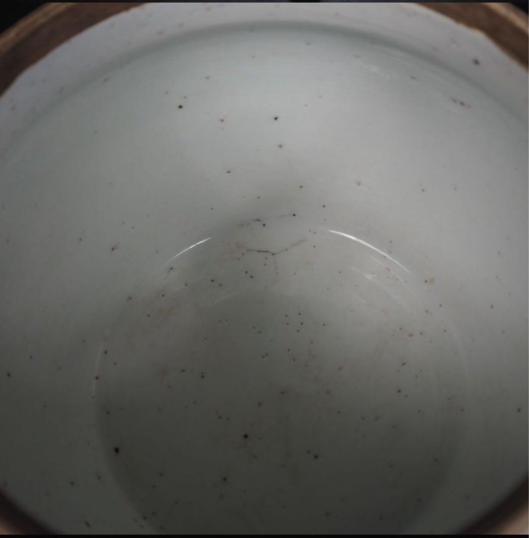 送料無料　清時代嘉慶道光青花罐/水指　本物保証　『喜』無し　耳あり　希少造形