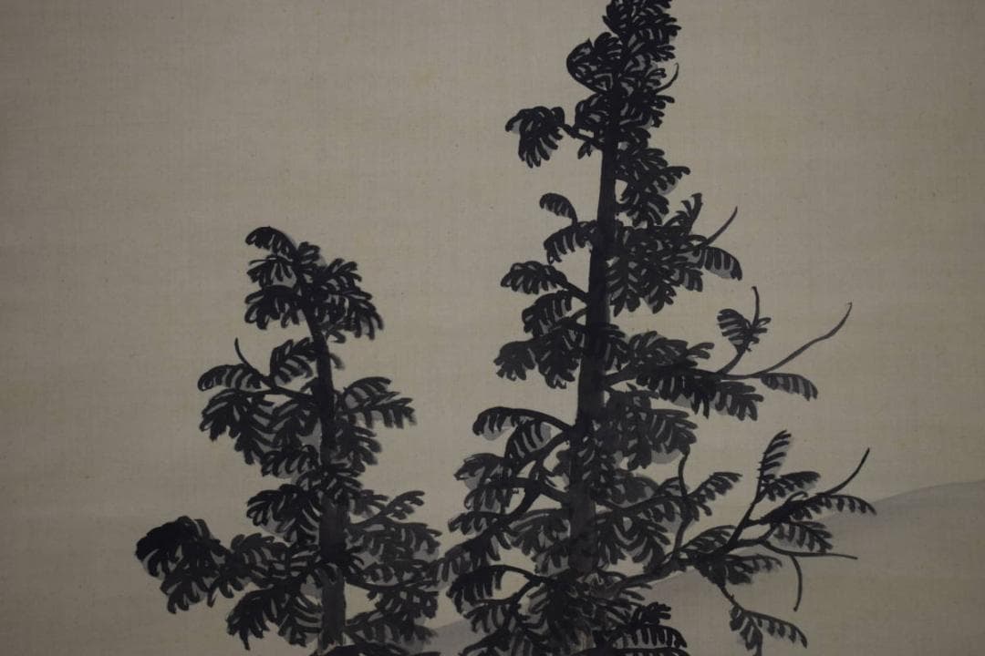 真作/前川文嶺/檜桜の図/布袋屋掛軸HH-989