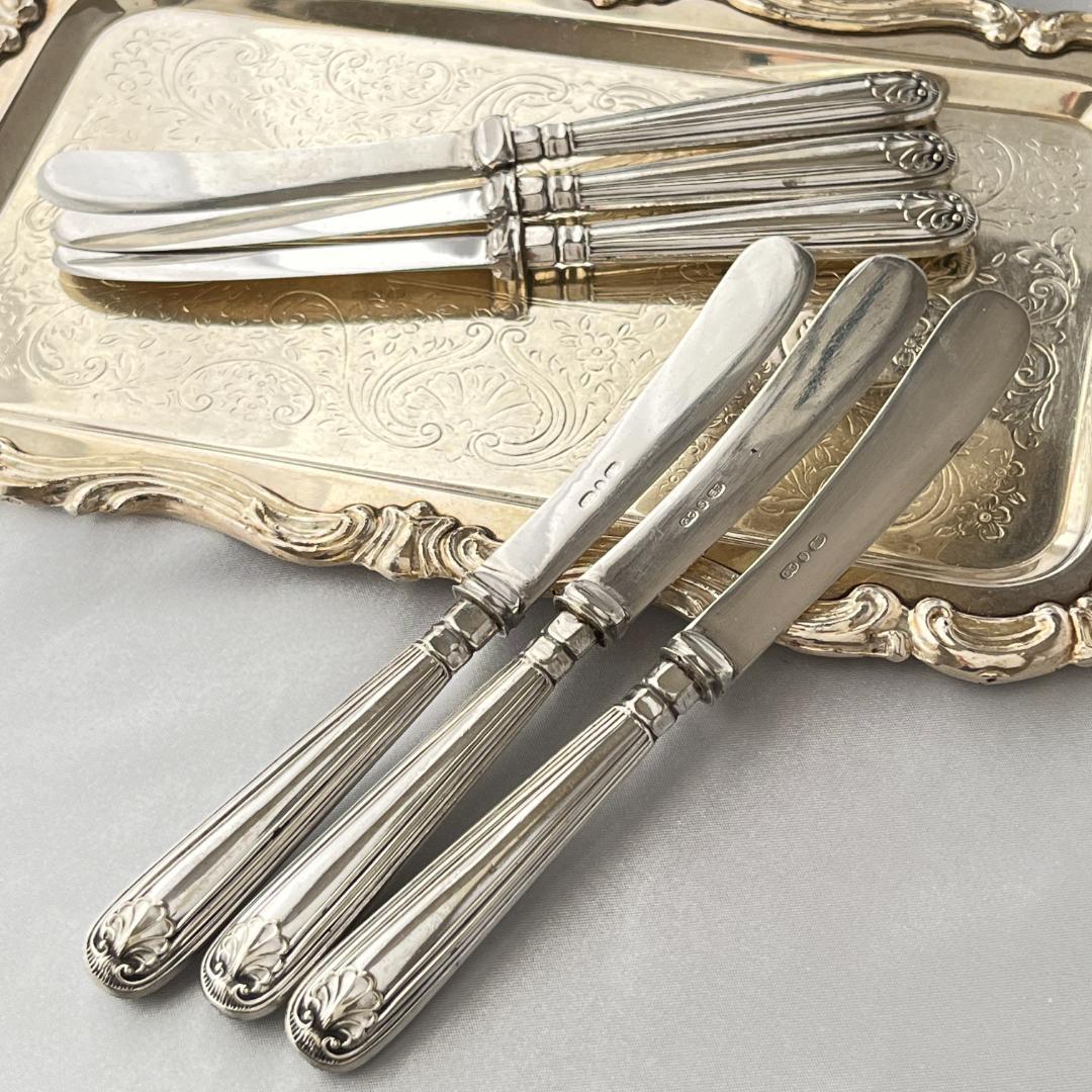 【英国】シェルのティーナイフ 6本【シルバープレート】ケース