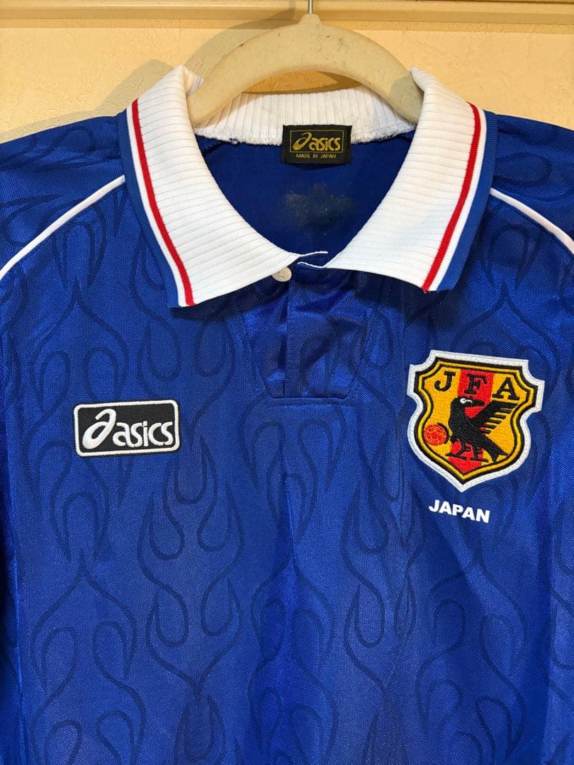 ASICS JFA 日本代表 ユニフォーム 長袖 ブルー 炎柄 1998