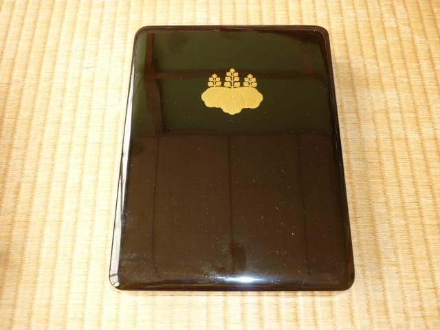 非売品美品 昭和初期 桐箱付き◆輪島塗 『五七の桐』蒔絵 文部省 賞 文箱/硯箱