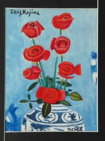 児島 善三郎、紅ばら、高級希少画集画、版上サイン入 新品額付