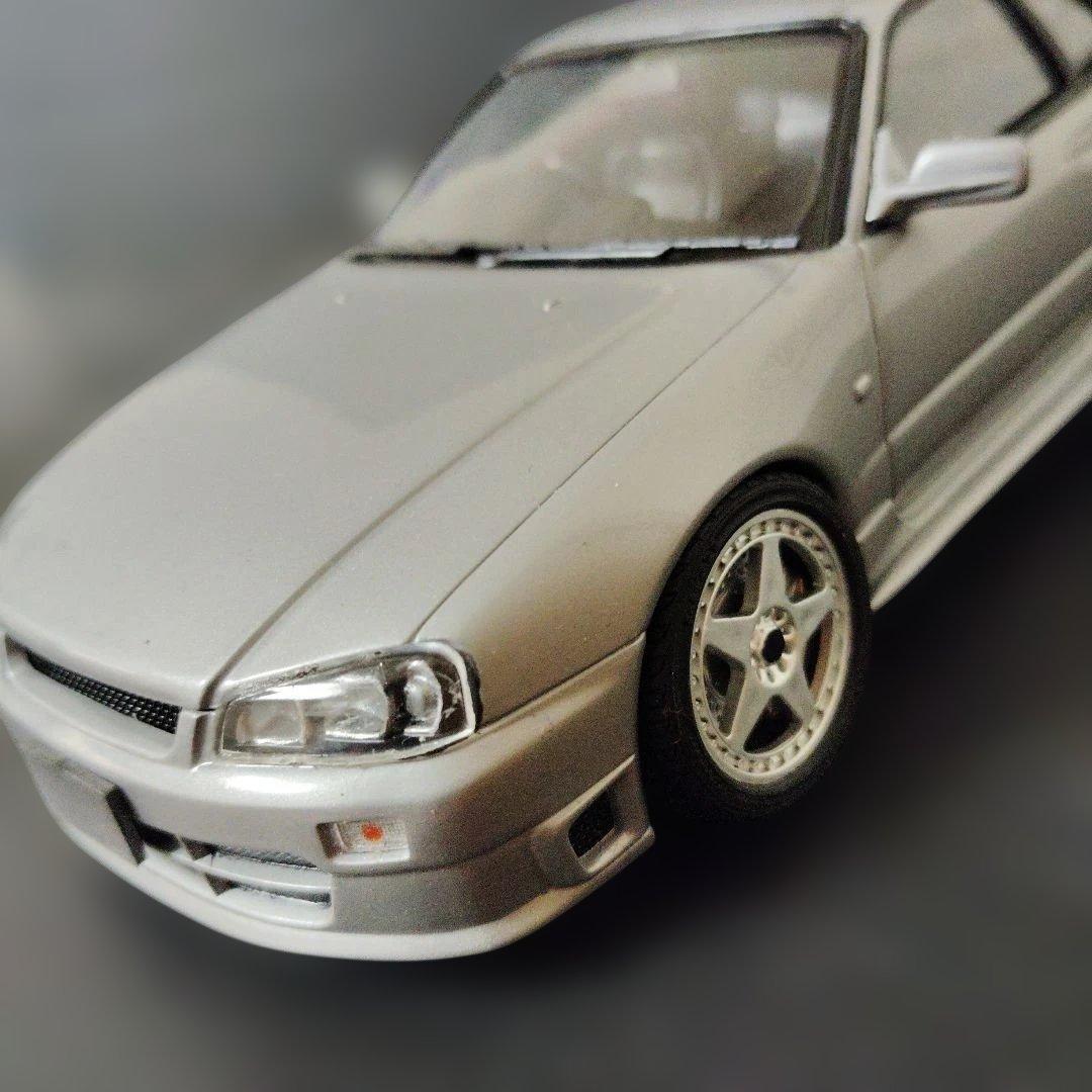 フジミ 1/24 絶版R34スカイラインニスモ 完成品 走り屋 シャコタン
