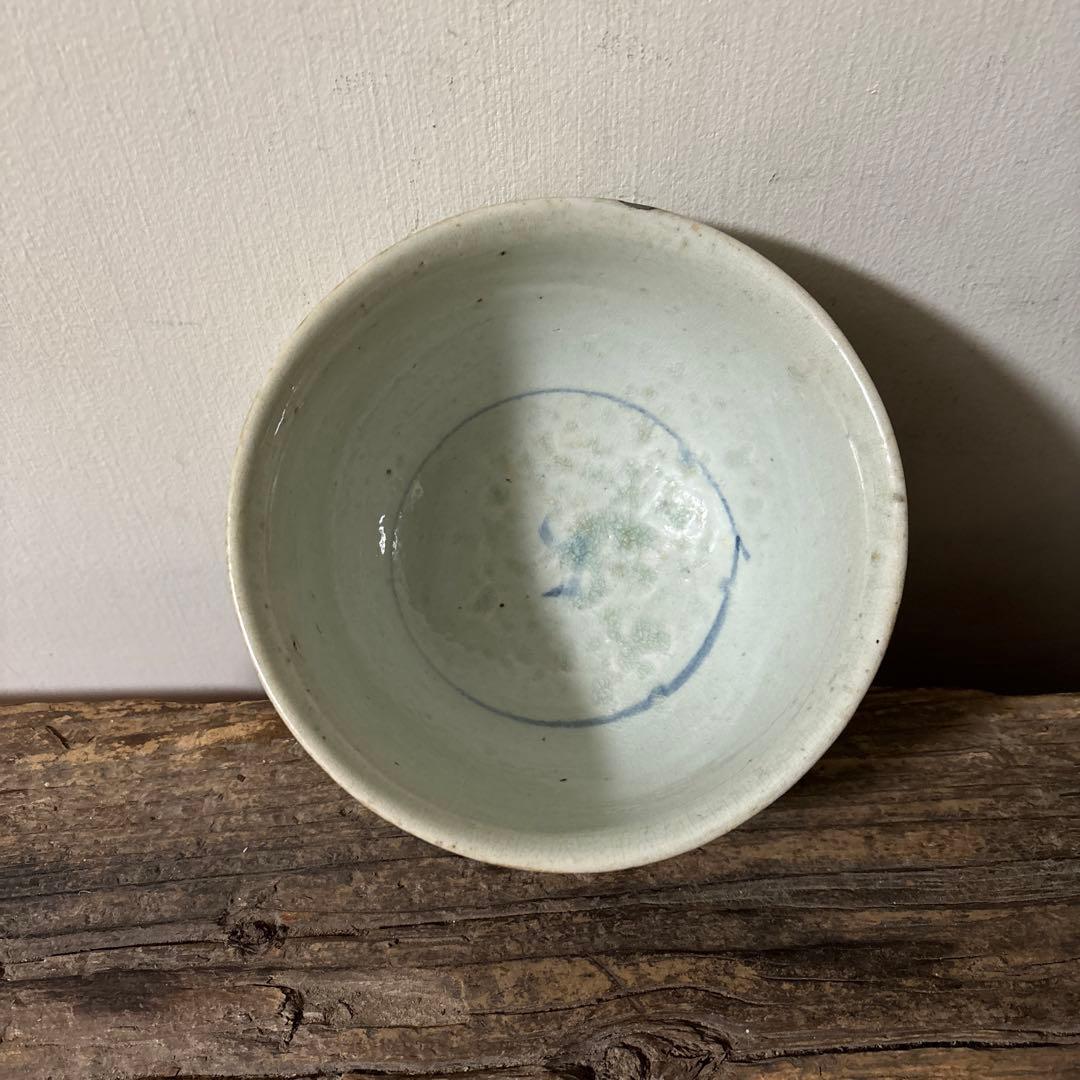 李朝染付草花紋鉢　朝鮮古美術　白磁　茶道具　韓国骨董　アンティーク　白洲正子