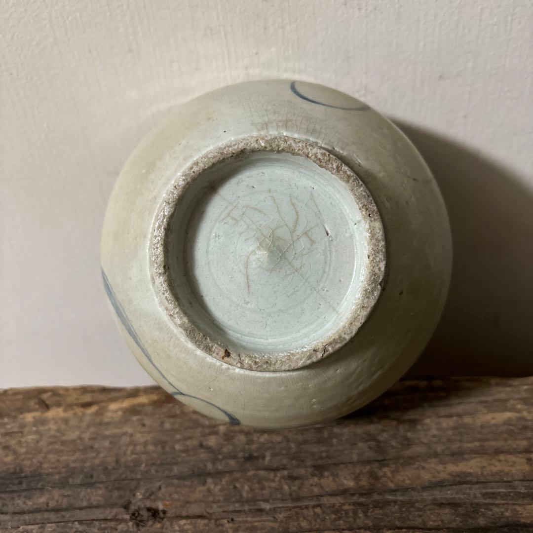 李朝染付草花紋鉢　朝鮮古美術　白磁　茶道具　韓国骨董　アンティーク　白洲正子