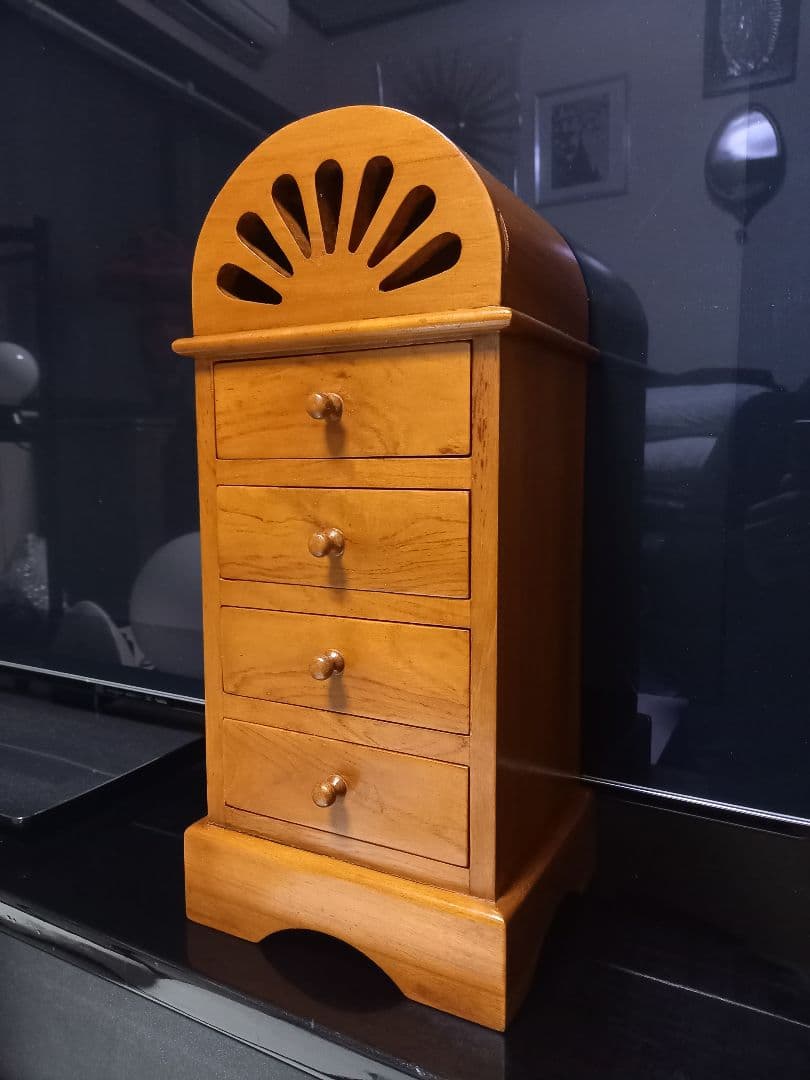 アンティーク　チーク　フレンチ　アーチ　トップ　スモール　ドロワー