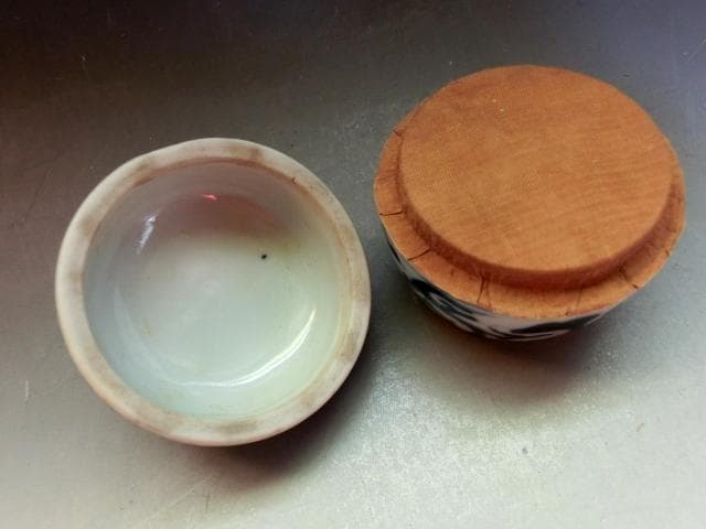 香合■南京古染付 擬宝瑞香合 呉須 桐箱 お茶道具 珍品 時代物 骨董品 希少■