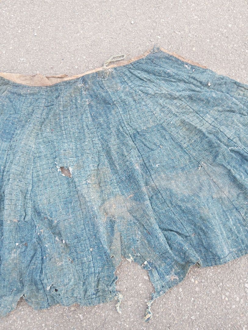 襤褸　合羽　江戸　古布　刺子　リメイク　ボロ　綿　藍染　時代劇 レインコート