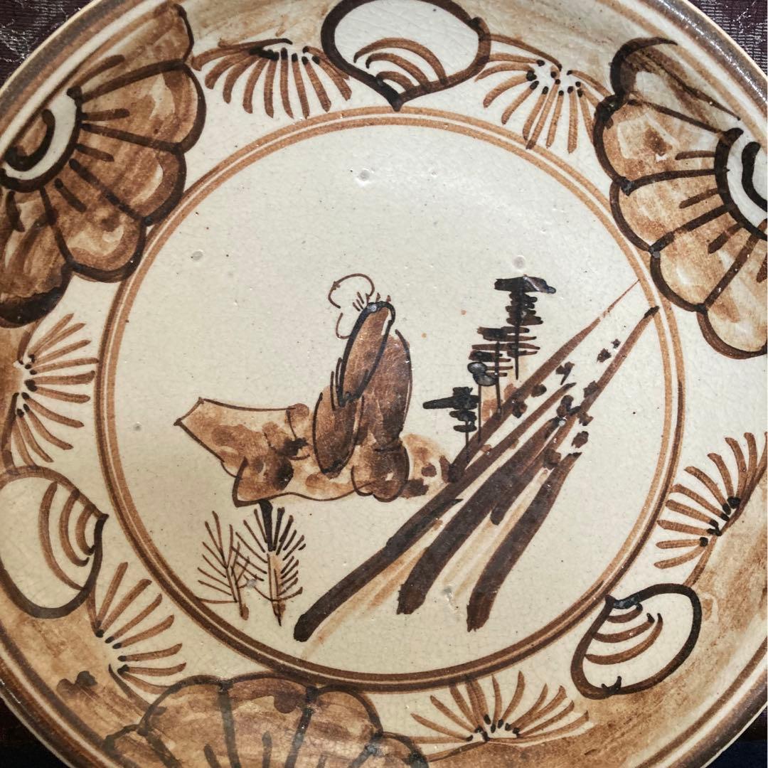 古絵瀬戸　宝寿御坊様紋平皿