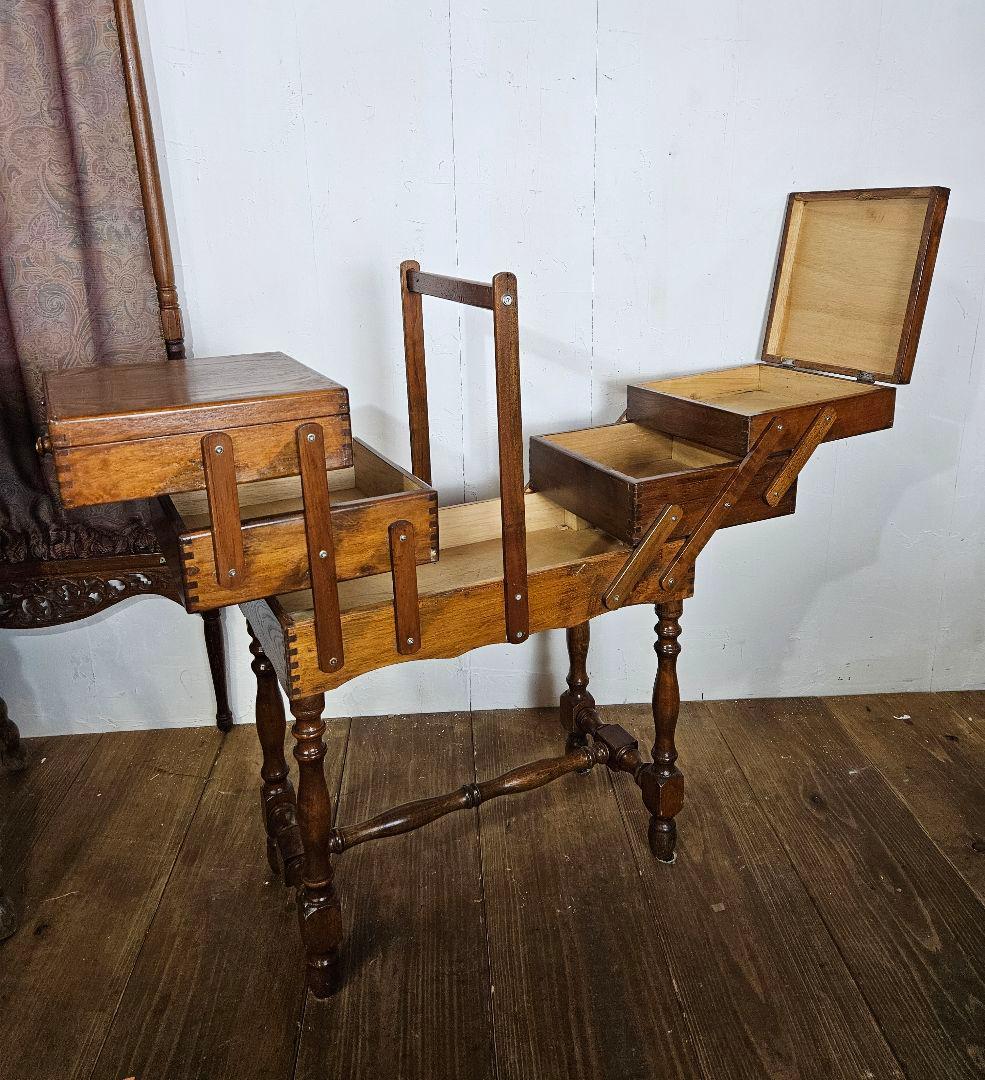 フランスアンティーク ソーイングボックス 木製 レトロ ディスプレイ 小物入れ