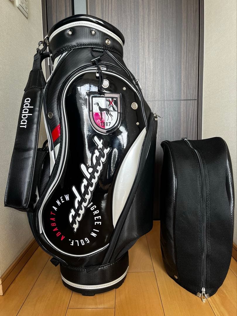 美品adabat アダバット カート型キャディバッグ　ブラック　9型　エナメル