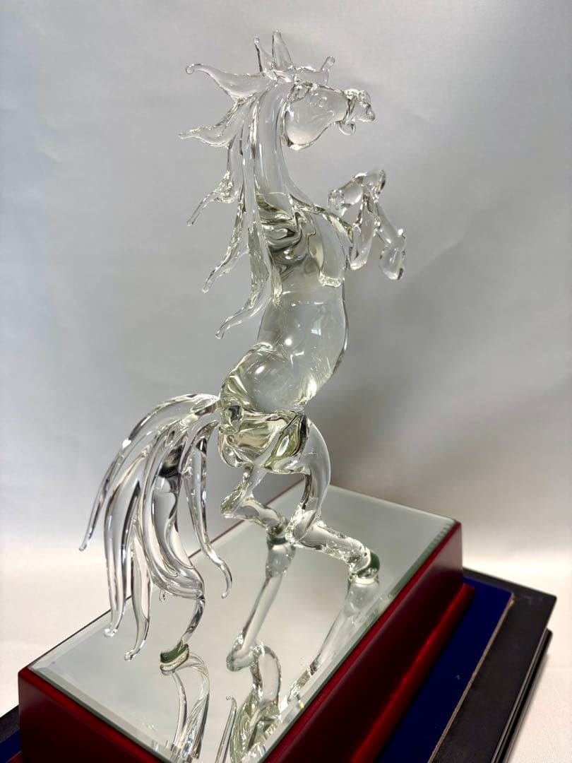 #水晶製 騎立ち馬オブジェ ケース付