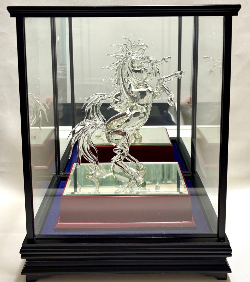 #水晶製 騎立ち馬オブジェ ケース付