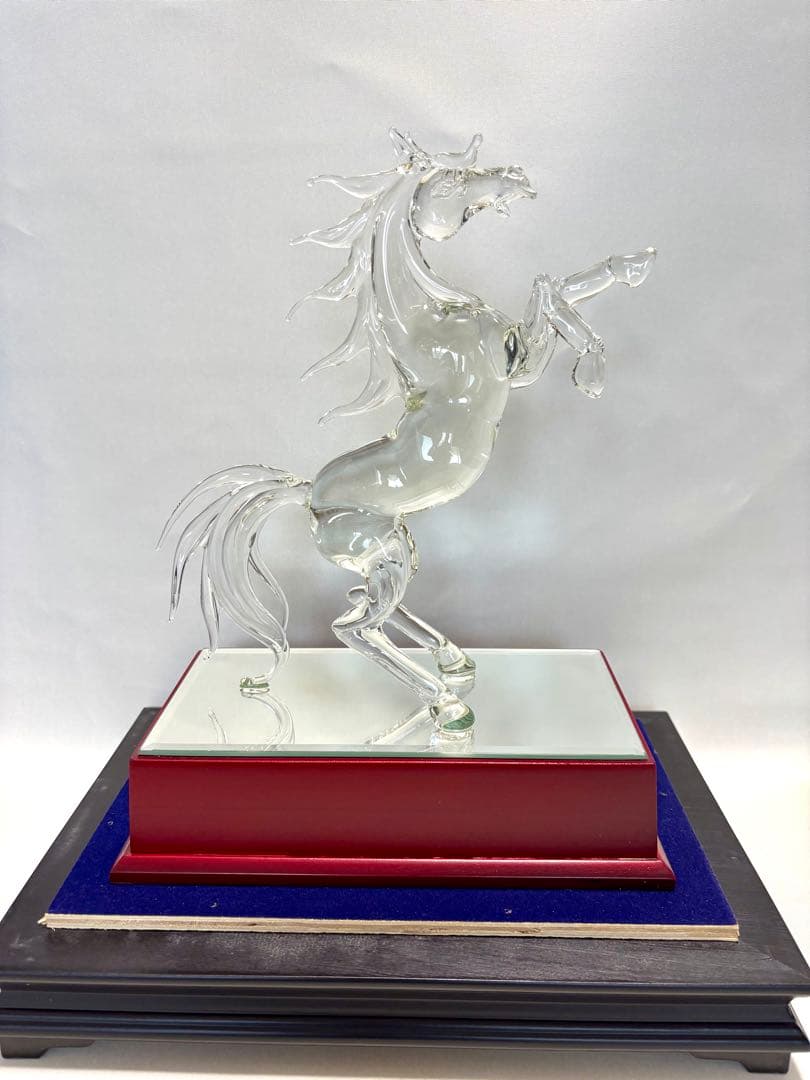 #水晶製 騎立ち馬オブジェ ケース付