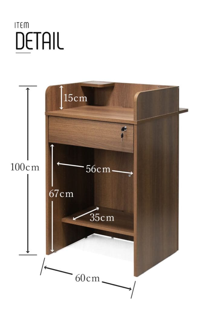 レジカウンター レジ台 鍵付き引き出し 可動棚 ハイカウンター 【組立済】