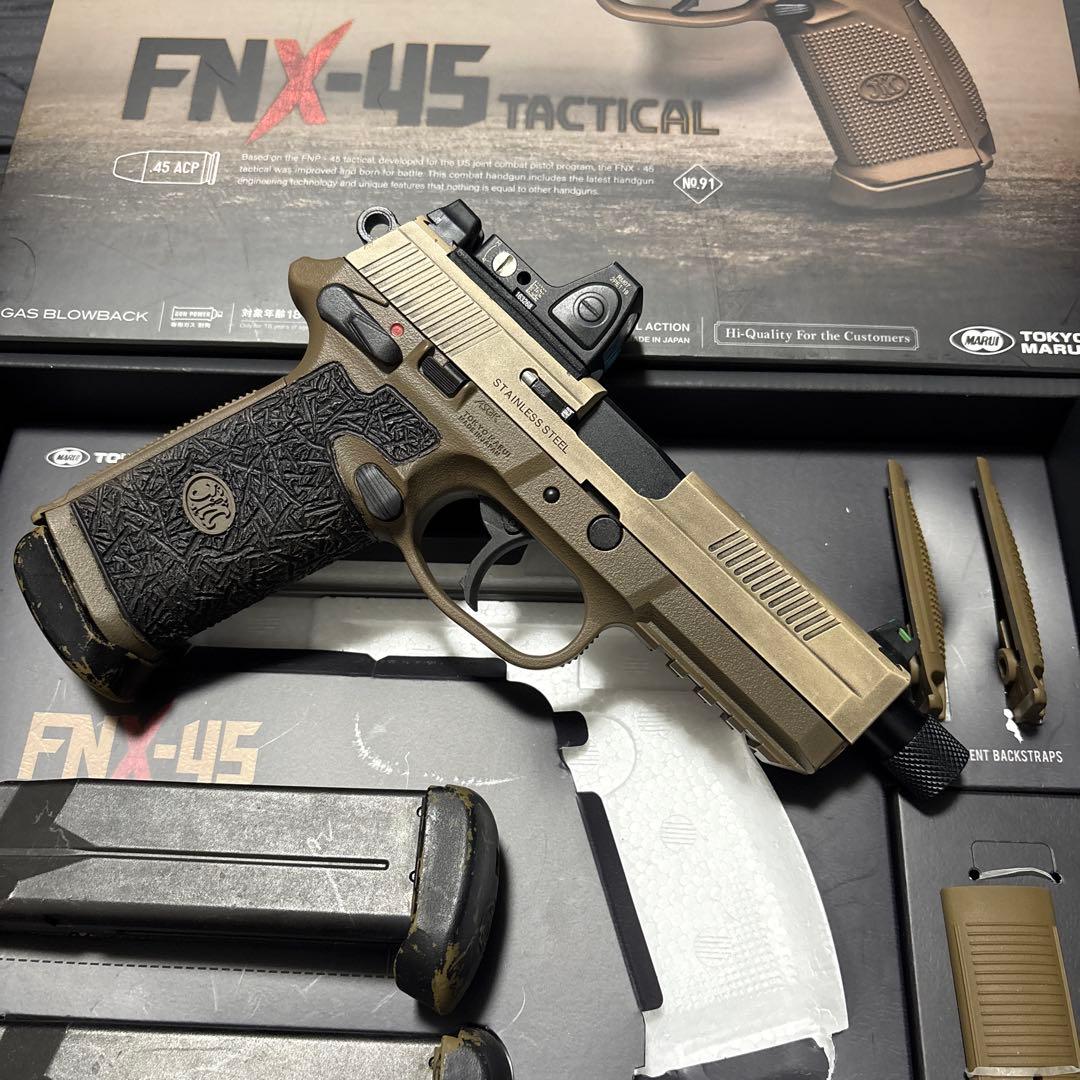 東京マルイ FNX45 塗装品 マガジン三本、ドットサイトセット