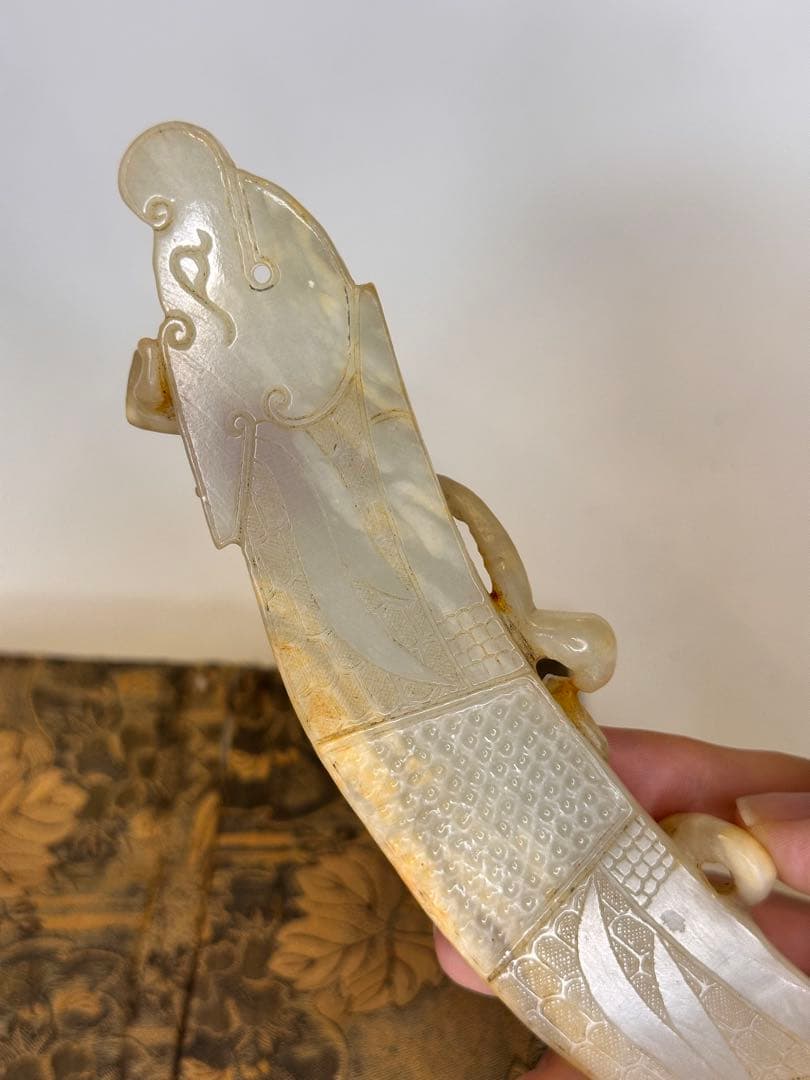 中国 古玉 瑞獣彫 玉佩 共袋 旧蔵品 コレクション