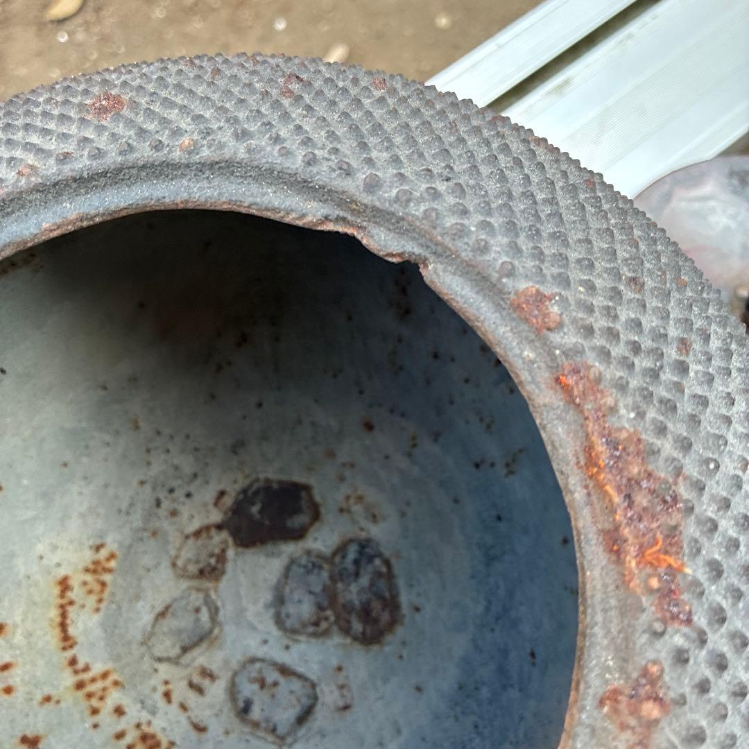 風炉釜 アラレ鉄釜 金属工芸 鐶付 釜鐶 茶道具 炭道具 茶釜 時代物 レトロ