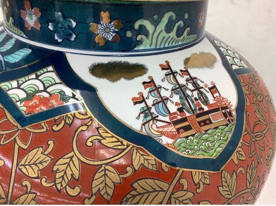 【美品 超大型】有田焼 金龍窯 博山作 飾壺 沈降壺 高さ約118cm 銘入り