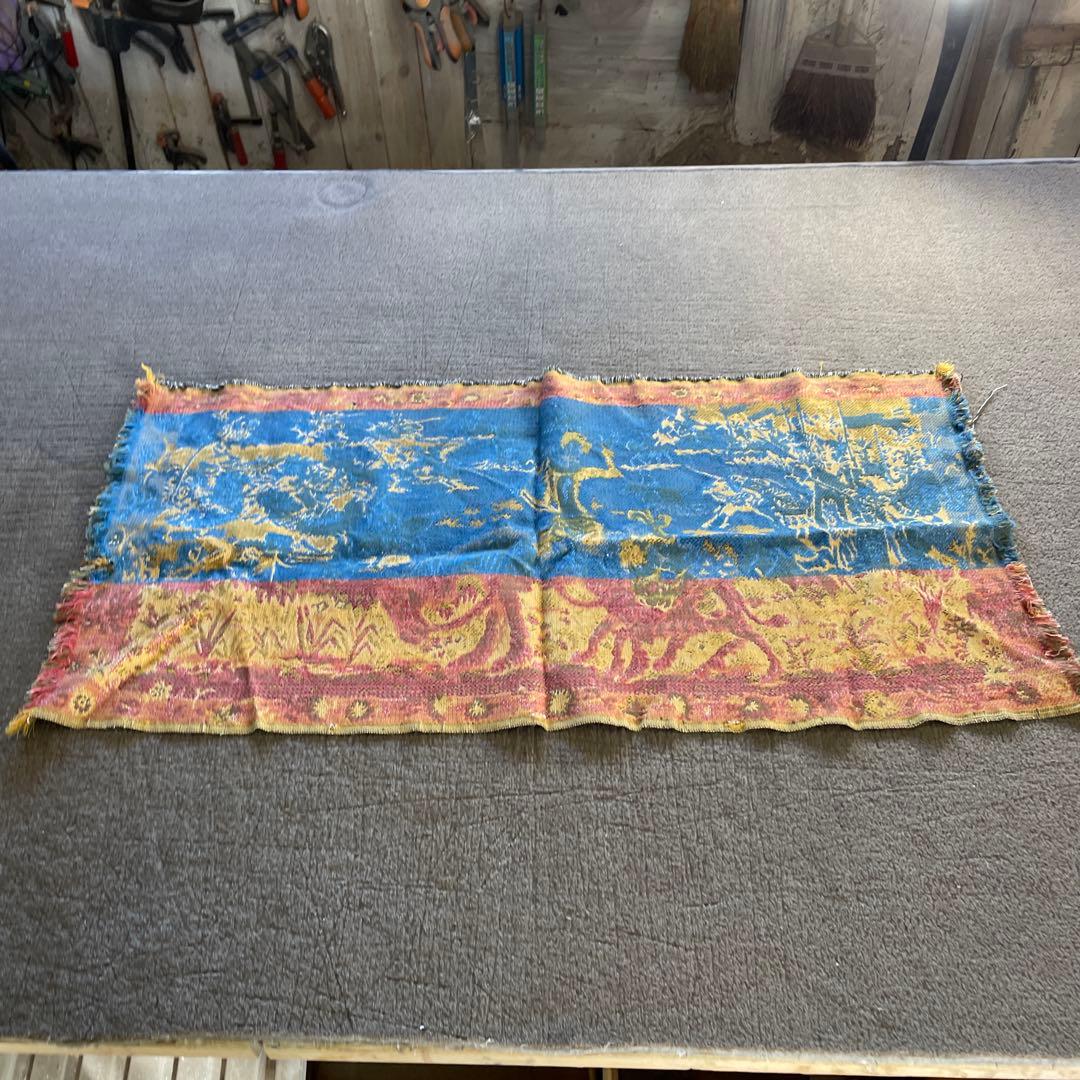 ゴブラン織 槍を持った騎士 ラグ タペストリー アンティーク ビンテージ