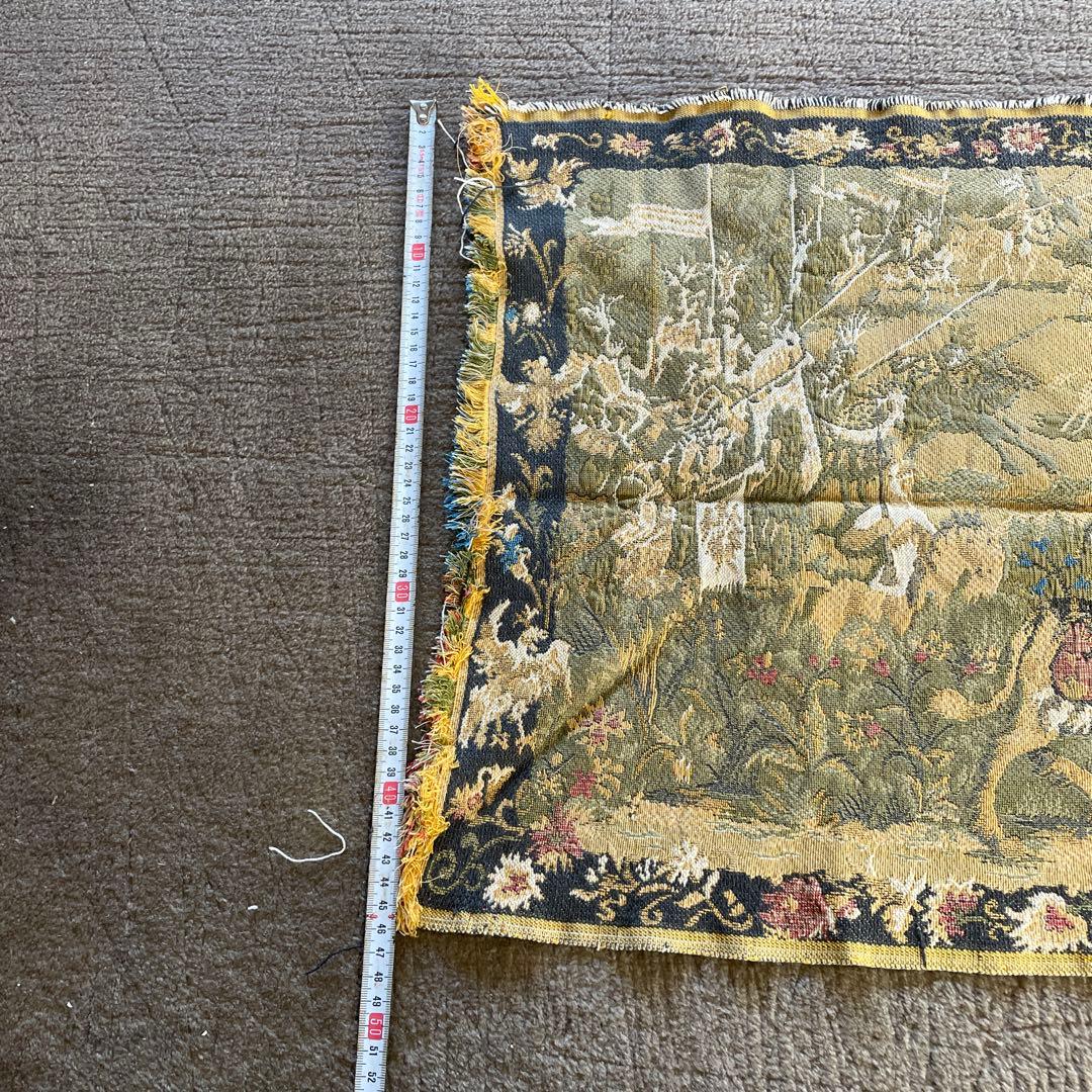 ゴブラン織 槍を持った騎士 ラグ タペストリー アンティーク ビンテージ