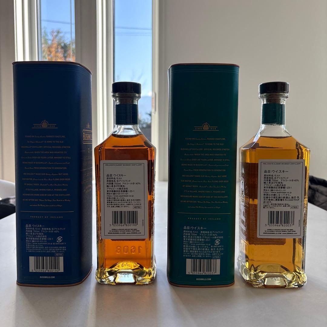 ブッシュミルズ10年　12年　シングルモルトウイスキー700ml 2本セット