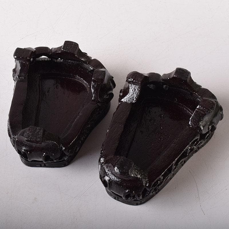 中国　玉石彫刻　鶏　鳥　一対　置物　香炉　唐木台付　C　7651C